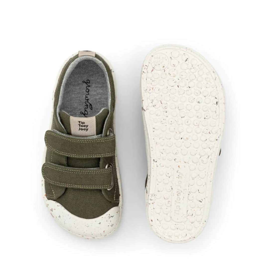 go barefoot Tip Toey Joey – Ramp Green – Verde Musgo Eco Canvas