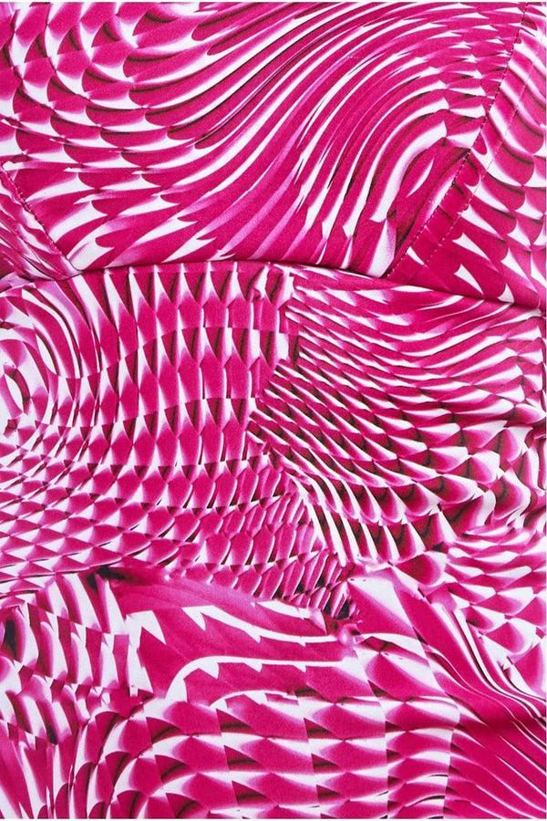 Goddiva Abstract Bandeau Bodycon Midi Dress - Cerise By Goddiva