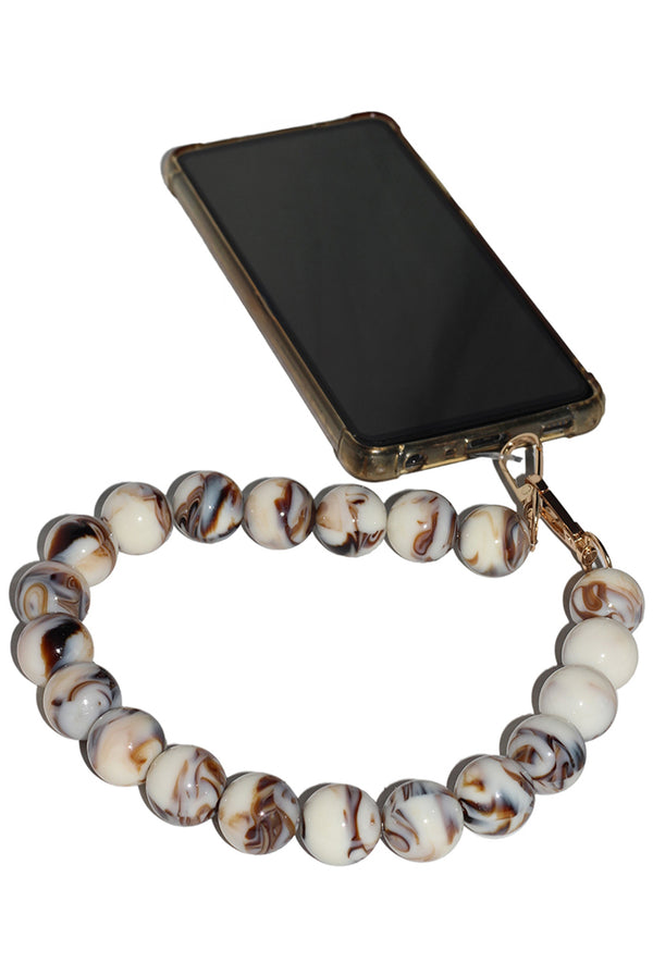 Goddiva Acrylic Ball Phone Strap - White Marble By Goddiva Accessories