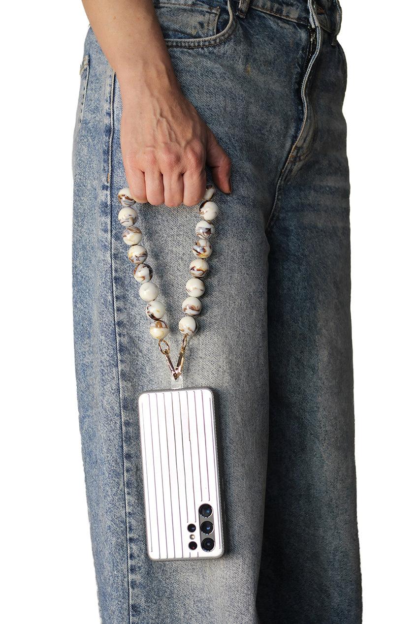 goddiva Acrylic Ball Phone Strap - White Marble by Goddiva Accessories