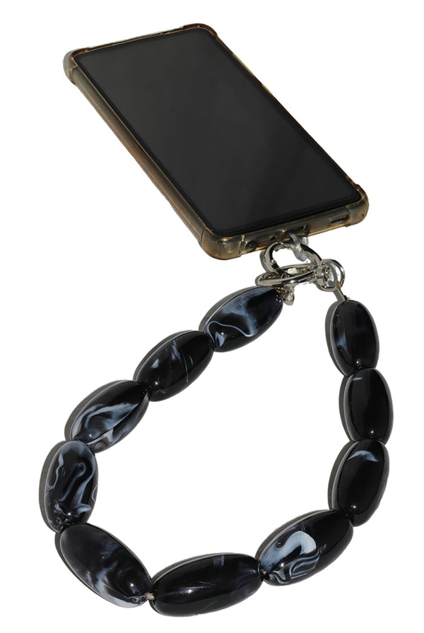 Goddiva Acrylic Gemstone Phone Strap - Black By Goddiva Accessories