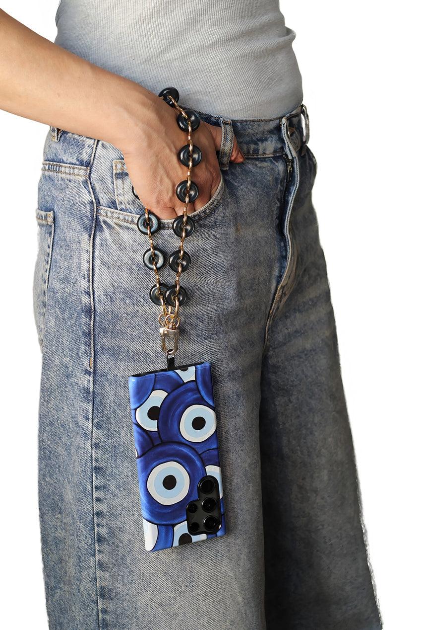 goddiva Acrylic Metal Chain Phone Strap - Black by Goddiva Accessories