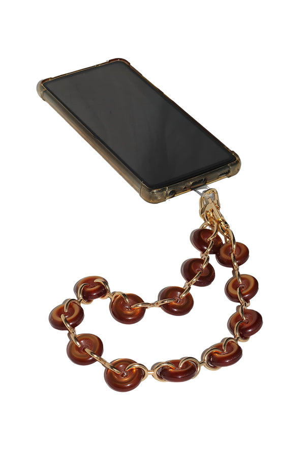 Goddiva Acrylic Metal Chain Phone Strap - Brown By Goddiva Accessories