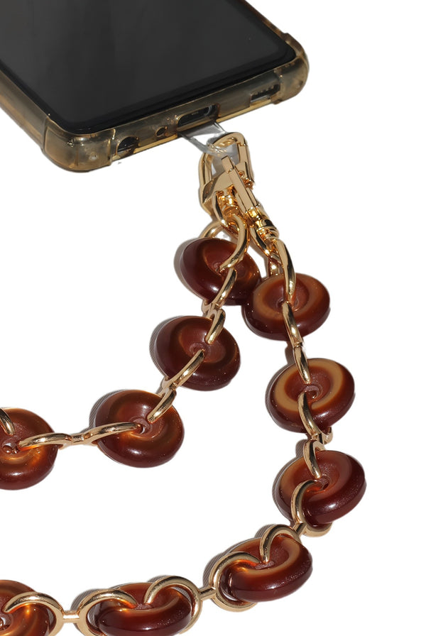 Goddiva Acrylic Metal Chain Phone Strap - Brown By Goddiva Accessories