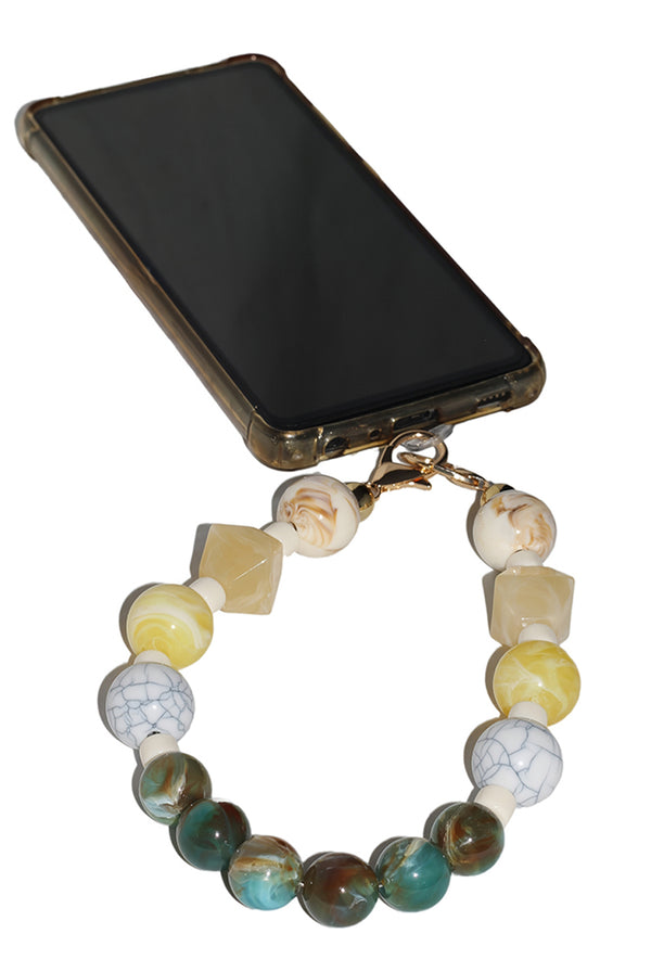 Goddiva Acrylic Rhombohedral Crystal & Ball Phone Strap - Multicolour By Goddiva Accessories