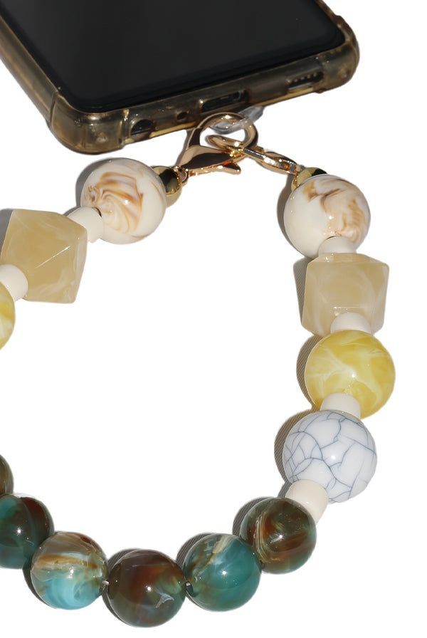 Goddiva Acrylic Rhombohedral Crystal & Ball Phone Strap - Multicolour By Goddiva Accessories