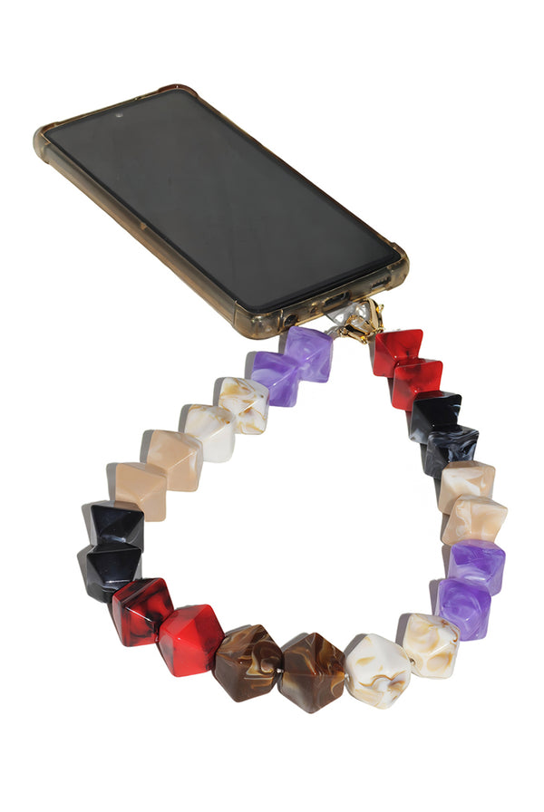 Goddiva Acrylic Rhombohedral Crystal Phone Strap - Multicolour Red By Goddiva Accessories