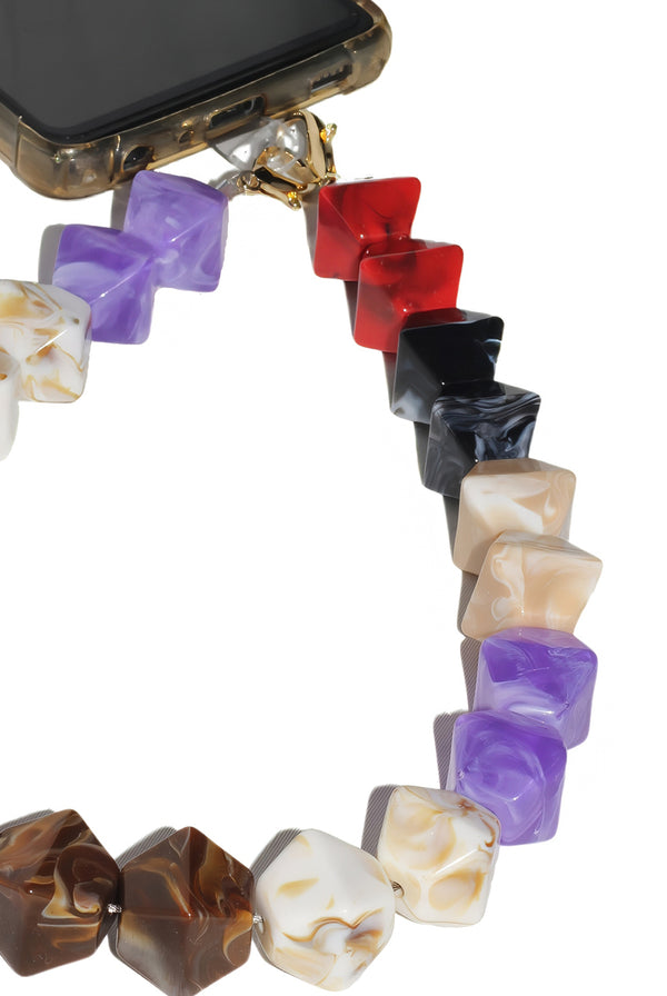 Goddiva Acrylic Rhombohedral Crystal Phone Strap - Multicolour Red By Goddiva Accessories