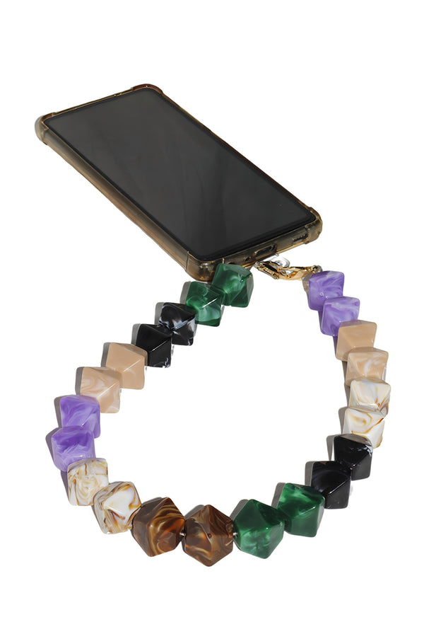 Goddiva Acrylic Rhombohedral Crystal Phone Strap - Multicolour Green By Goddiva Accessories