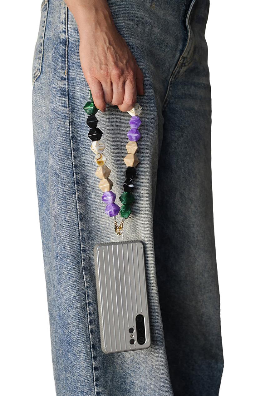 goddiva Acrylic Rhombohedral Crystal Phone Strap - Multicolour Green by Goddiva Accessories