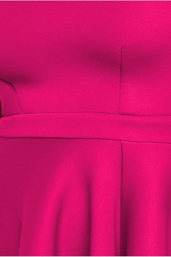 Goddiva Asymmetric Flared Hem Midi Dress - Magenta By Goddiva