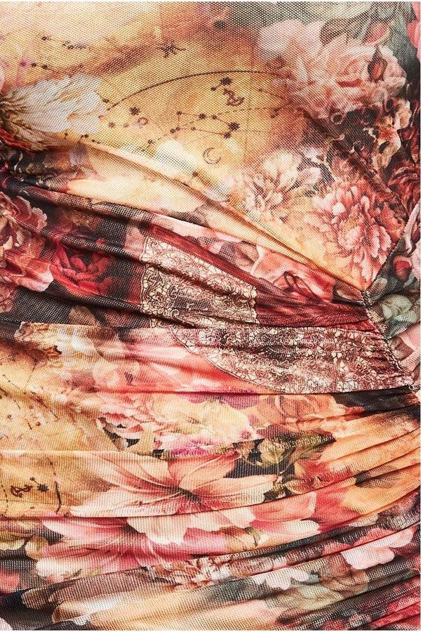 Goddiva Asymmetric Gathered Skirt Midi Dress - Orange By Goddiva