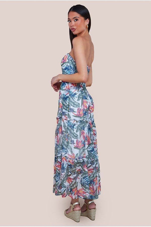 Goddiva Bandeau Printed Maxi - Jungle Print By City Goddess