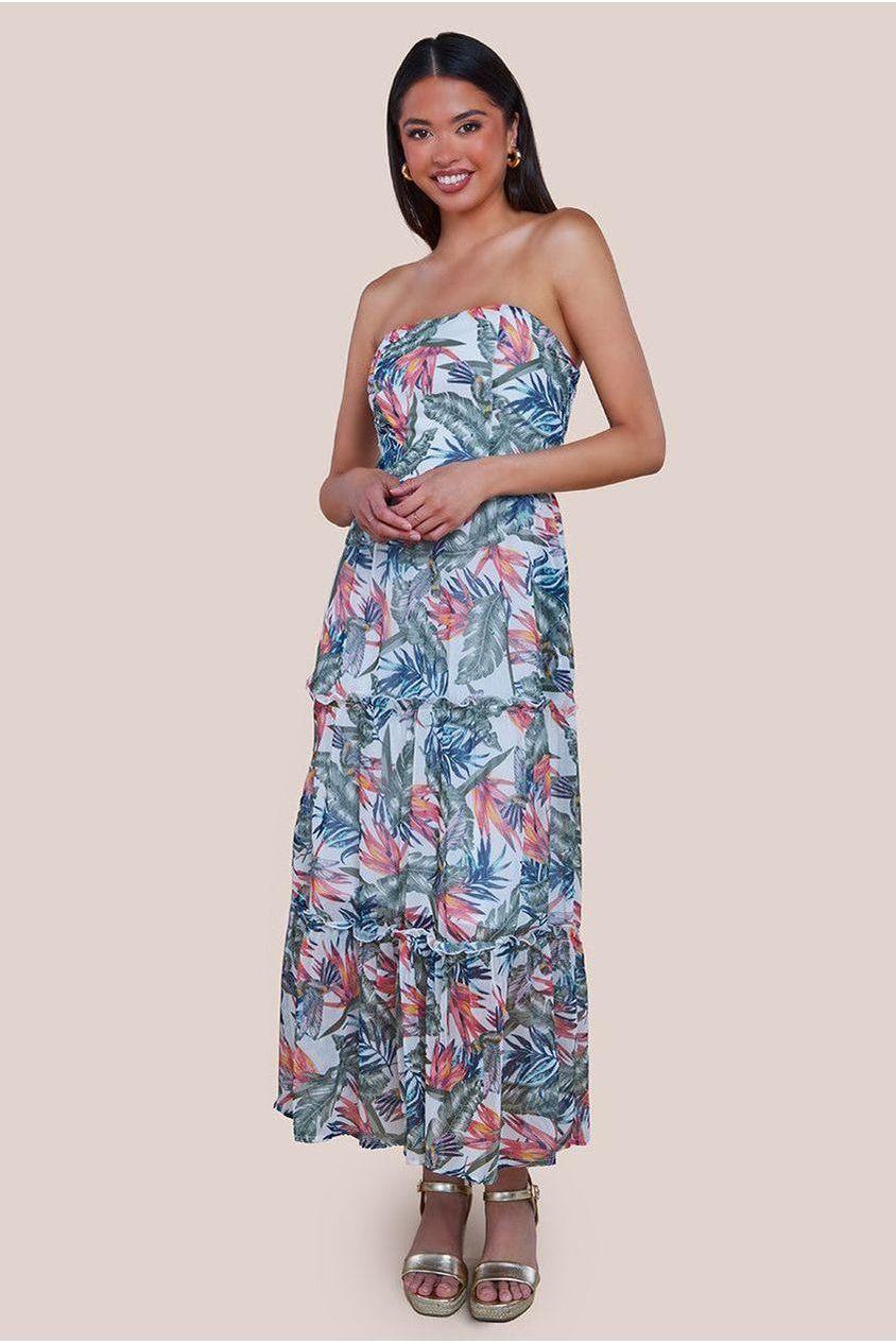 goddiva Bandeau Printed Maxi - Jungle Print by City Goddess