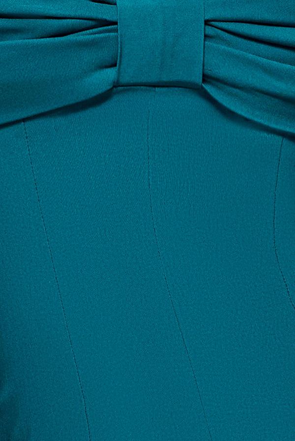 Goddiva Bardot Bow Neck Maxi Dress - Emerald Green By Goddiva
