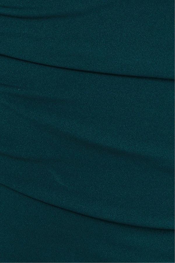 Goddiva Bardot Pleated Maxi Dress - Emerald By Goddiva Plus
