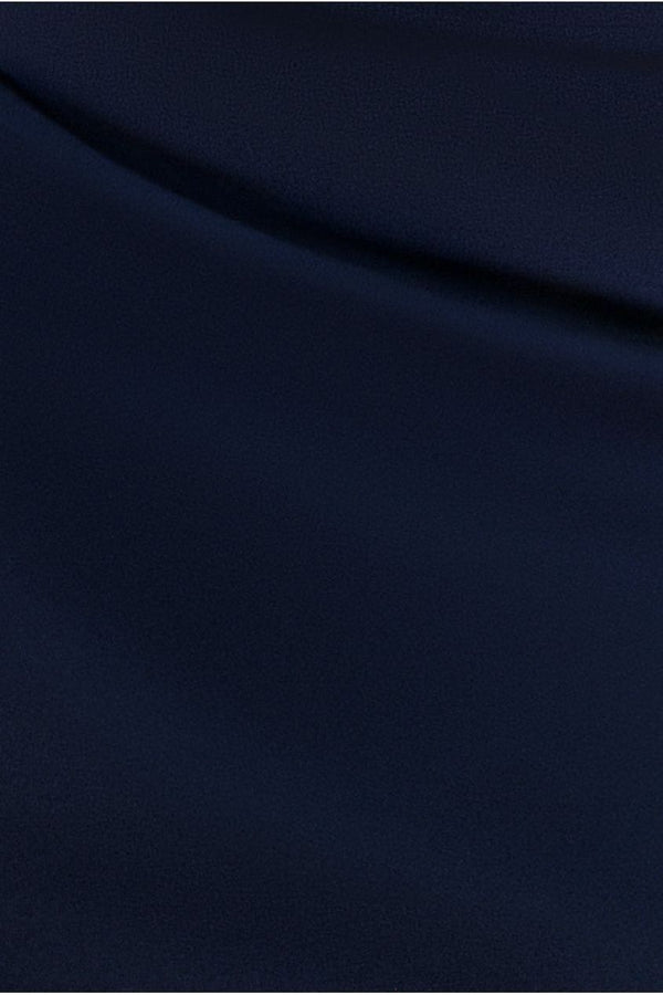 Goddiva Bardot Pleated Maxi Dress - Navy Blue By Goddiva