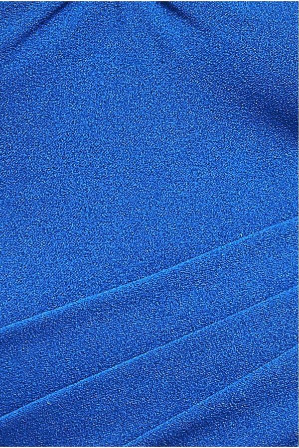 Goddiva Bardot Pleated Maxi With Metal Trim Maxi Dress - Royalblue By Goddiva