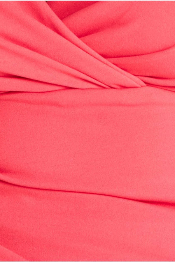 Goddiva Bardot Pleated Midi Dress - Coral By Goddiva Plus
