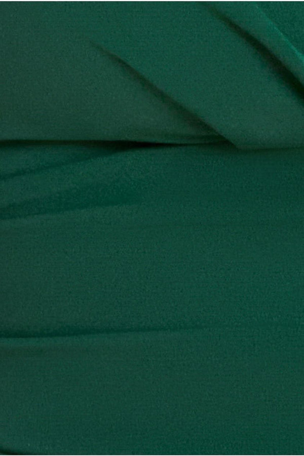 Goddiva Bardot Pleated Midi Dress - Emerald Green By Goddiva