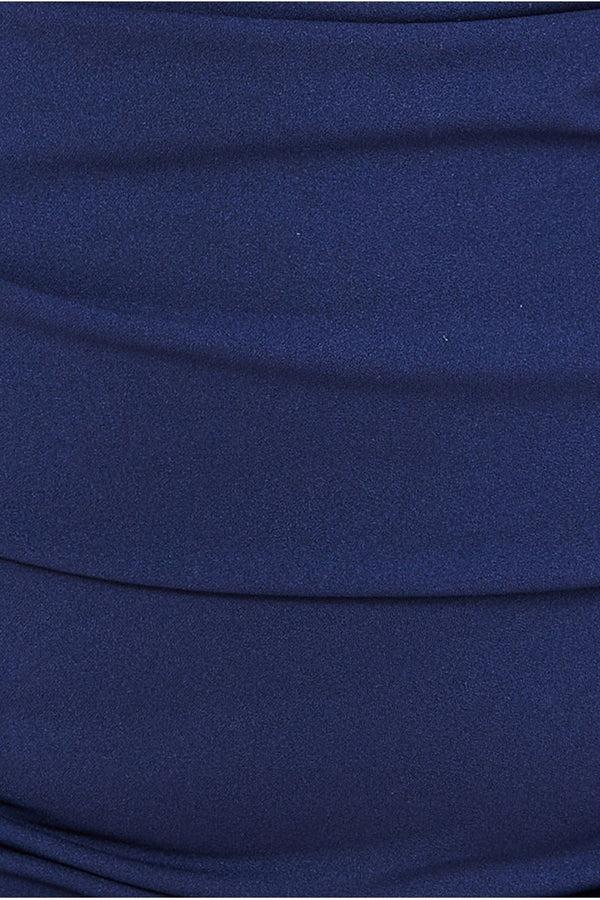 Goddiva Bardot Pleated Midi Dress - Navy By Goddiva Plus