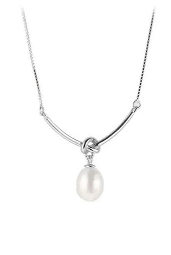 Goddiva Baroque Oval Pearl Necklace In Silver By SVNX