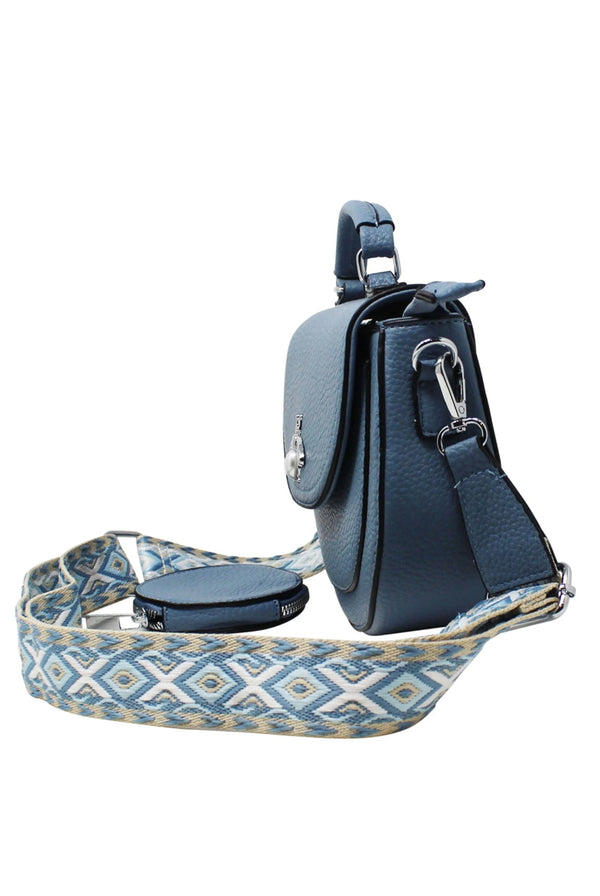 Goddiva Bee Embellishment Crossbody Bag In Blue By SVNX