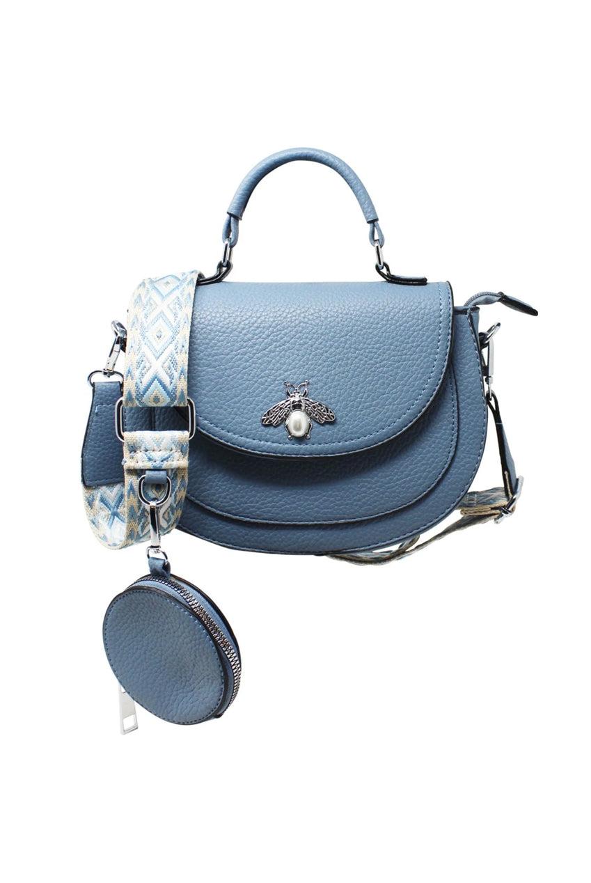 goddiva Bee Embellishment Crossbody Bag In Blue by SVNX