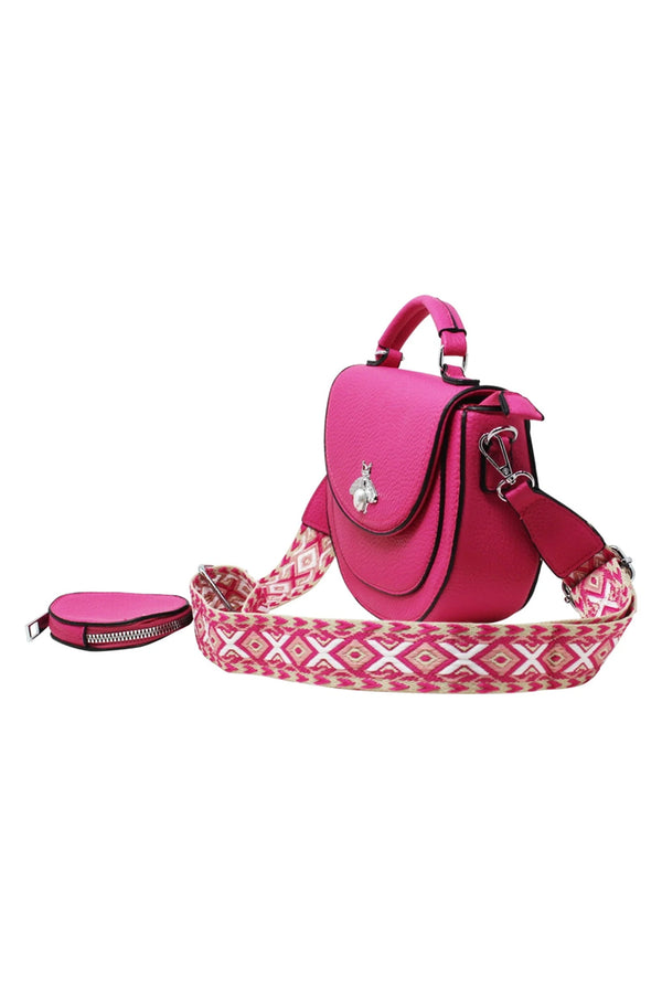 Goddiva Bee Embellishment Crossbody Bag In Fuchsia By SVNX