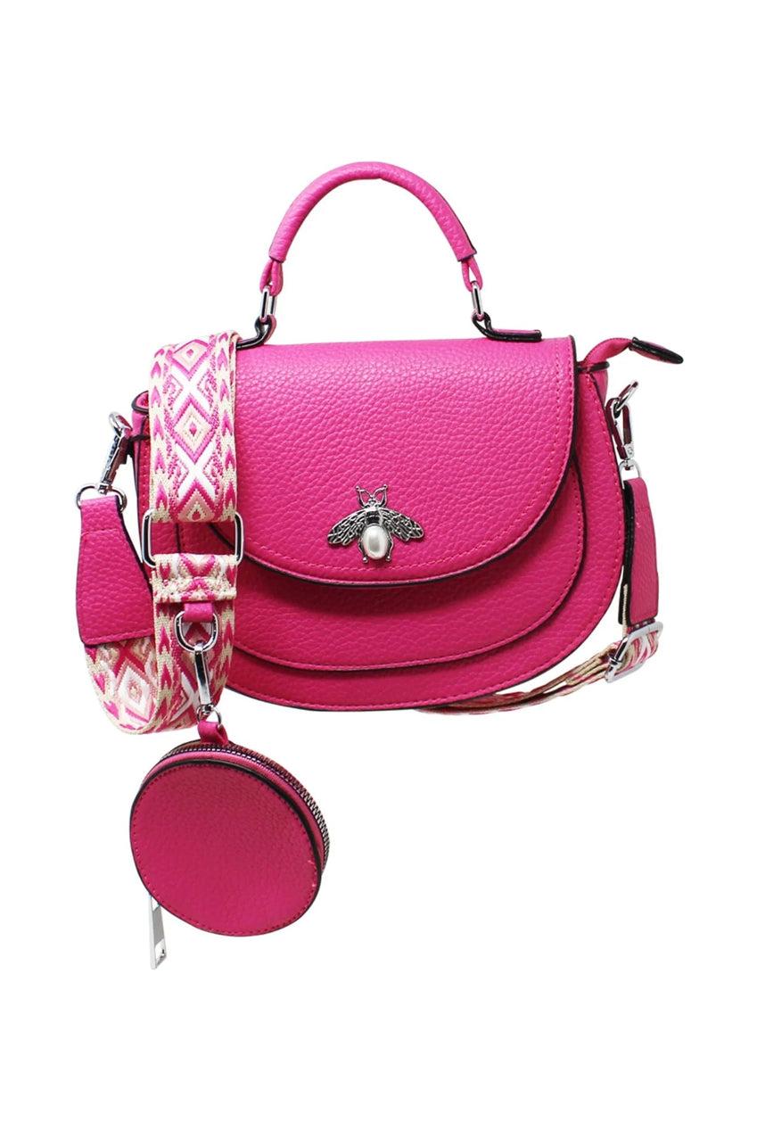 goddiva Bee Embellishment Crossbody Bag In Fuchsia by SVNX