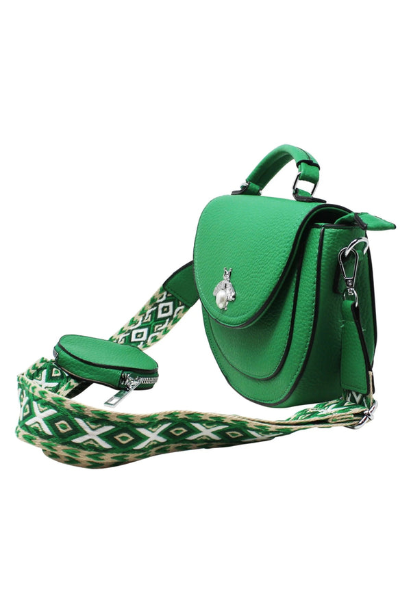 Goddiva Bee Embellishment Crossbody Bag In Green By SVNX