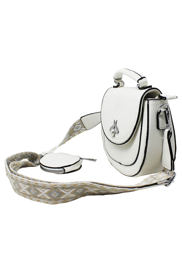 Goddiva Bee Embellishment Crossbody Bag In White By SVNX