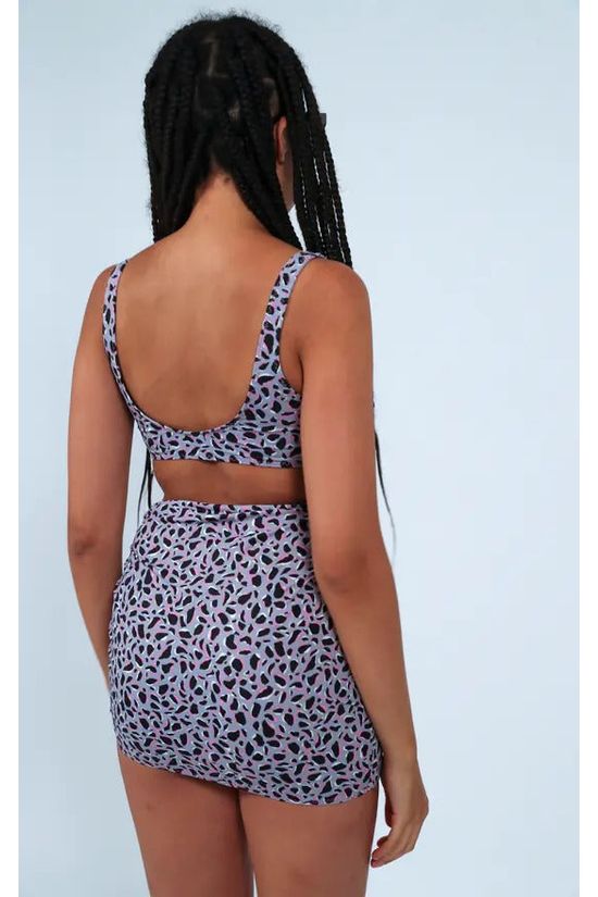Goddiva Bikini Crop Top In Purple Leopard Print By Maribela