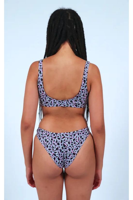 Goddiva Bikini Low Rise Bottoms In Purple Leopard Print By Maribela