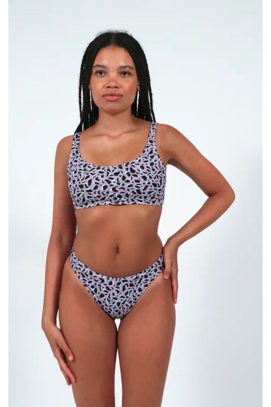 goddiva Bikini Low Rise Bottoms In Purple Leopard Print by Maribela