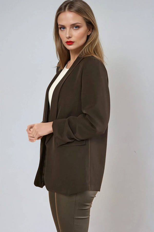 Goddiva Black Blazer With Ruched Sleeves By Aftershock London