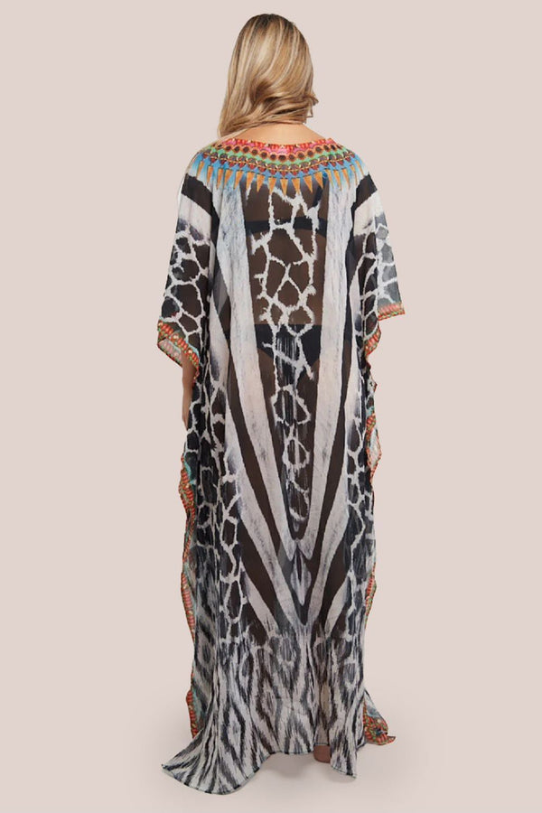 Goddiva Black Maxi Beach Dress Kaftan By Aftershock London