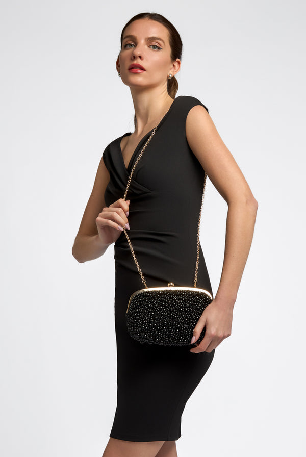 Goddiva Black Pearl Clutch Bag By Aftershock London