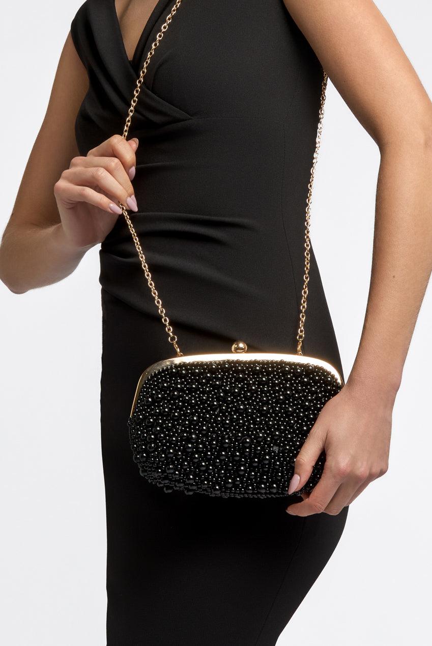 goddiva Black Pearl Clutch Bag by Aftershock London