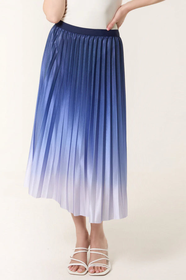 Goddiva Blue Gradient Pleated Midi Skirt By Aftershock London