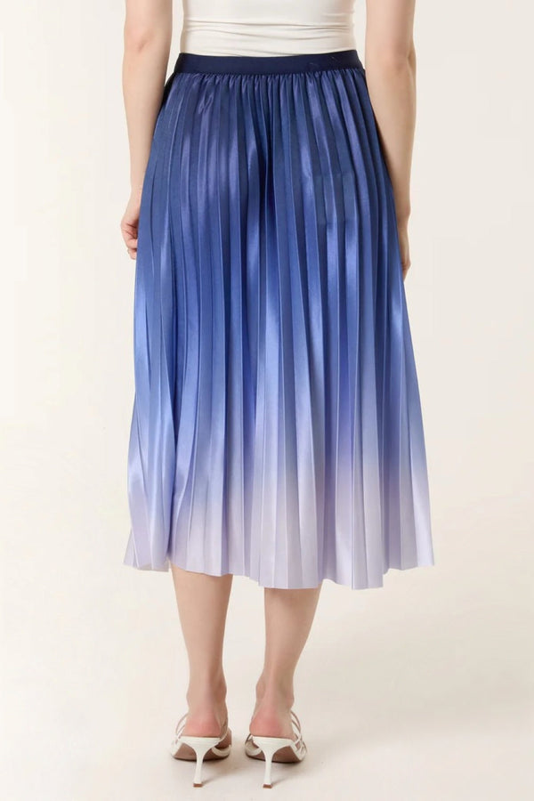 Goddiva Blue Gradient Pleated Midi Skirt By Aftershock London