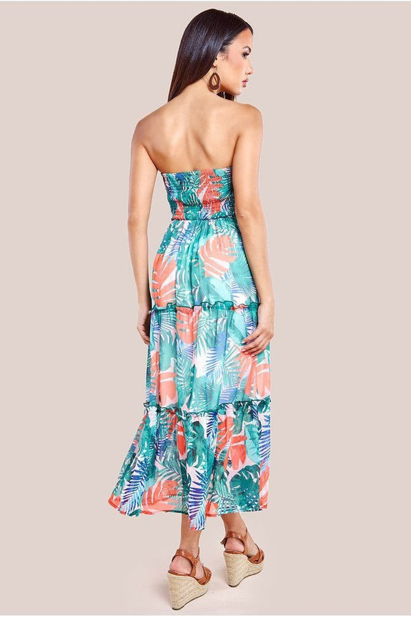 Goddiva Boobtube Printed Maxi - Jungle Print By City Goddess