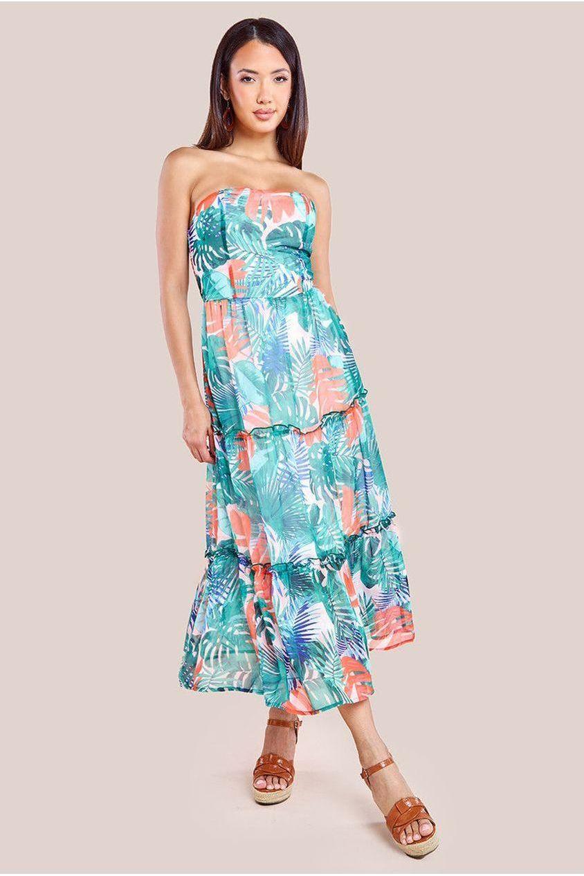 goddiva Boobtube Printed Maxi - Jungle Print by City Goddess