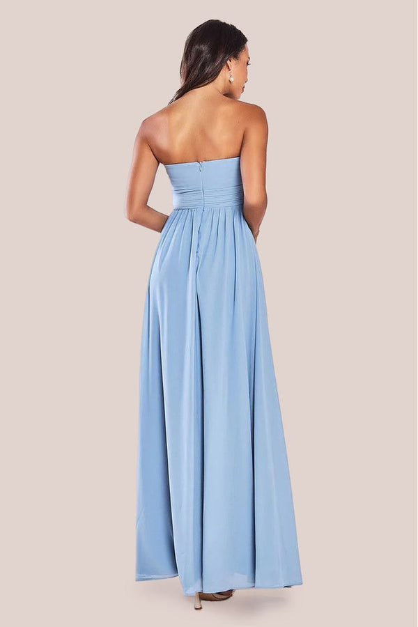 Goddiva Bridesmaids Chiffon Maxi Dress - Blue By Goddiva