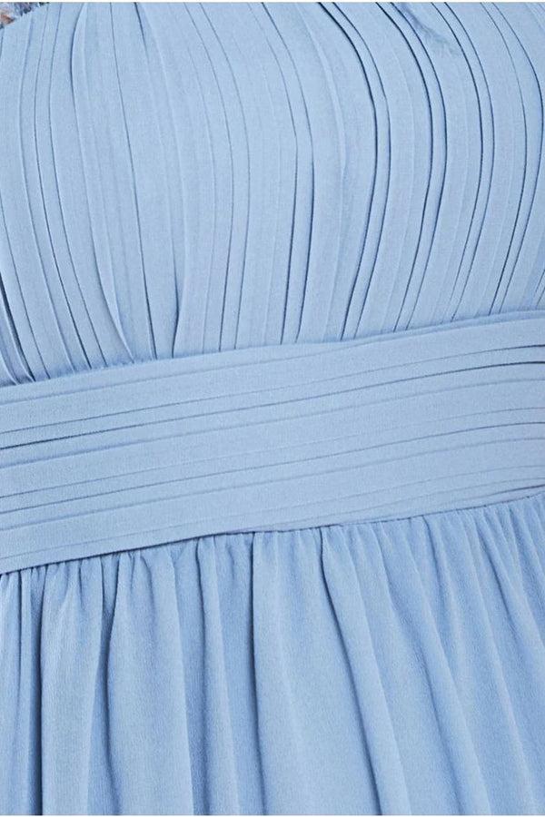 Goddiva Bridesmaids Chiffon Maxi Dress - Blue By Goddiva