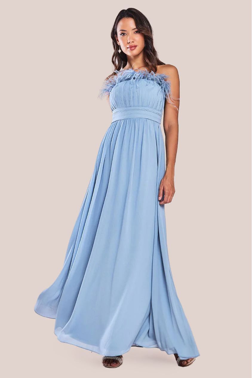 goddiva Bridesmaids Chiffon Maxi Dress - Blue by Goddiva