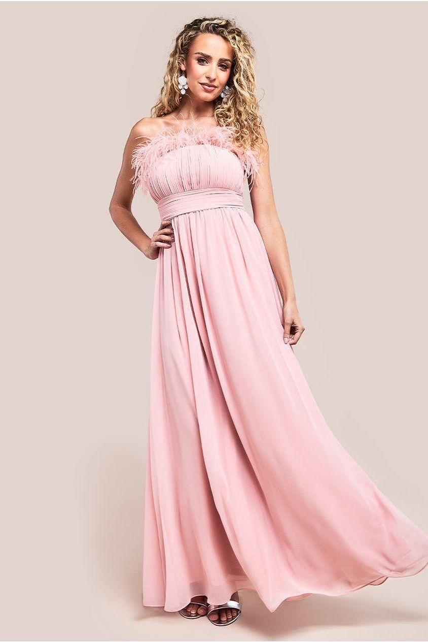 goddiva Bridesmaids Chiffon Maxi Dress - Blush by Goddiva