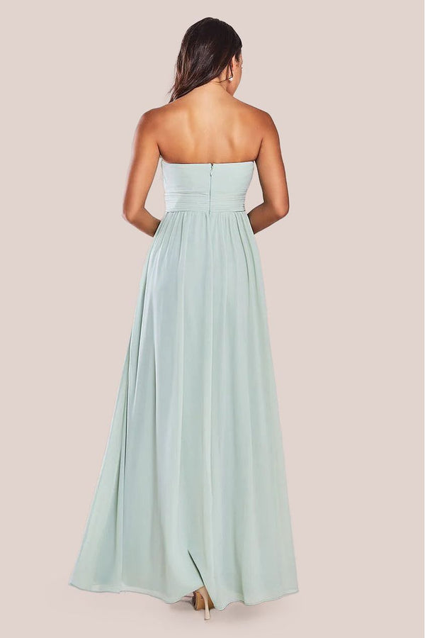 Goddiva Bridesmaids Chiffon Maxi Dress - Sage Green By Goddiva