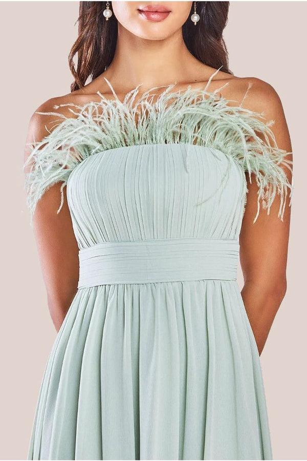 Goddiva Bridesmaids Chiffon Maxi Dress - Sage Green By Goddiva