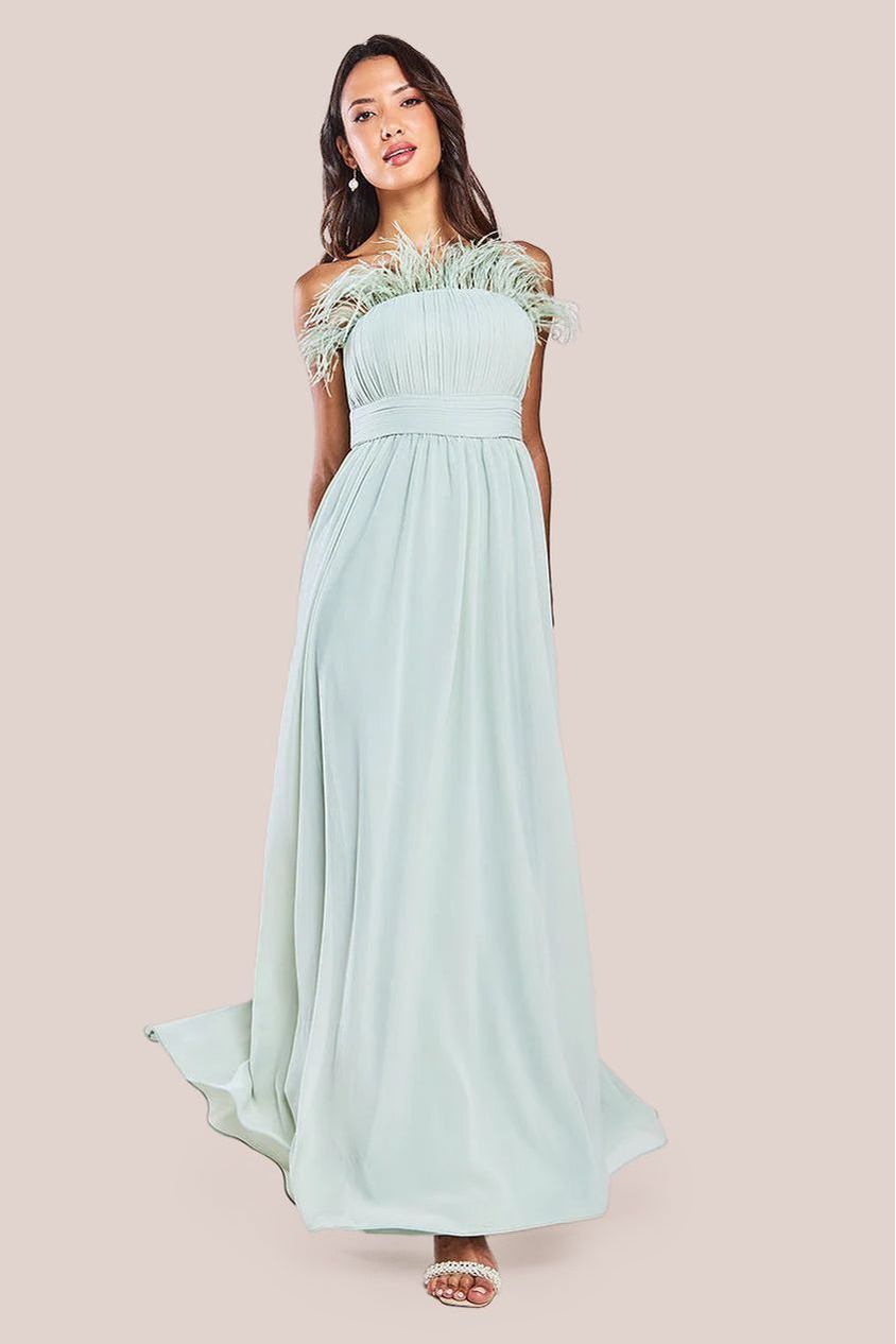 goddiva Bridesmaids Chiffon Maxi Dress - Sage Green by Goddiva